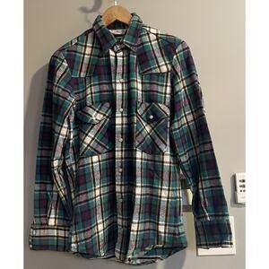 Vintage Five Brother Shirt Flannel Plaid Pearl Snap‎ Long Sleeve USA Made Small